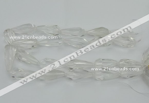 CNG5646 15*35mm - 18*45mm faceted teardrop white crystal beads