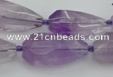 CNG5650 15.5 inches 15*35mm - 18*45mm faceted teardrop amethyst beads