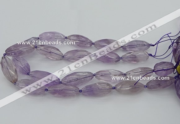 CNG5651 15.5 inches 15*35mm - 18*40mm faceted rice amethyst beads