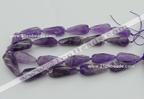 CNG5652 15.5 inches 15*35mm - 18*45mm faceted teardrop amethyst beads