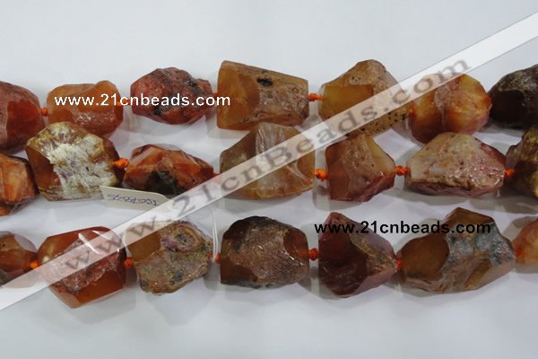 CNG567 18*25mm - 25*35mm faceted nuggets red agate beads