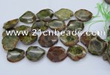 CNG5670 15.5 inches 25*35mm - 35*40mm faceted freeform green garnet beads