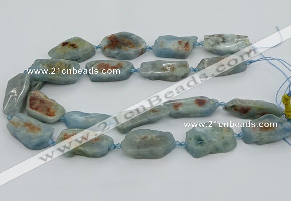 CNG5672 15.5 inches 15*35mm - 20*40mm freeform aquamarine beads