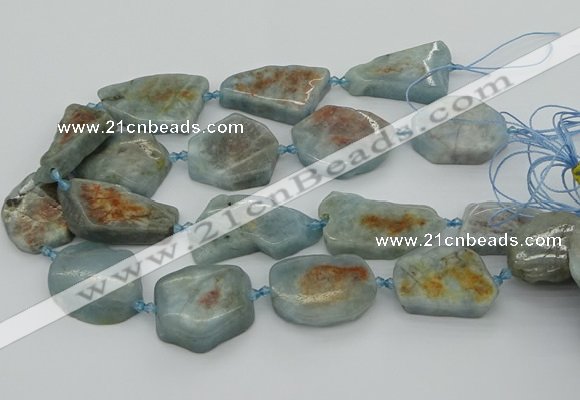 CNG5673 15.5 inches 25*35mm - 30*40mm freeform aquamarine beads