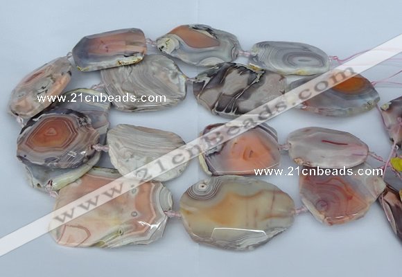 CNG5678 35*45mm - 40*55mm faceted freeform pink botswana agate beads