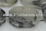 CNG5687 20*30mm - 35*45mm faceted freeform black rutilated quartz beads