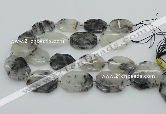 CNG5687 20*30mm - 35*45mm faceted freeform black rutilated quartz beads