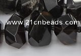 CNG5734 12*16mm - 15*20mm faceted nuggets ice black obsidian beads