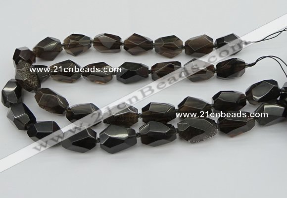 CNG5735 12*16mm - 15*25mm faceted nuggets ice black obsidian beads