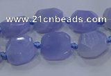 CNG5775 10*12mm - 10*14mm faceted freeform blue lace agate beads