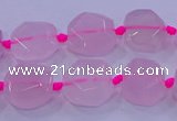 CNG5784 10*12mm - 10*14mm faceted freeform rose quartz beads