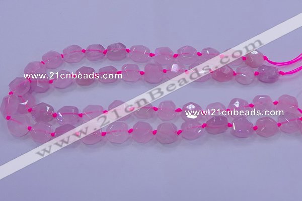 CNG5784 10*12mm - 10*14mm faceted freeform rose quartz beads