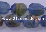 CNG5796 12*16mm - 13*18mm faceted nuggets blue calcite beads