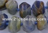 CNG5797 12*16mm - 13*18mm faceted nuggets blue calcite beads