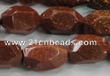 CNG581 15.5 inches 13*22mm faceted nuggets goldstone beads