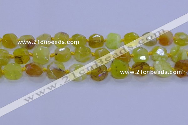 CNG5811 15.5 inches 10*12mm - 10*14mm faceted freeform yellow opal beads
