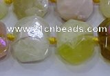 CNG5812 15.5 inches 10*14mm - 12*16mm faceted freeform yellow opal beads