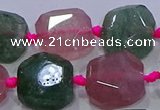 CNG5822 10*12mm - 10*14mm faceted freeform mixed strawberry quartz beads