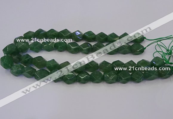 CNG5843 15.5 inches 14*15mm faceted nuggets green strawberry quartz beads