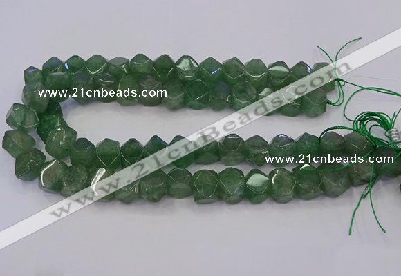 CNG5844 10*14mm - 12*16mm faceted nuggets green strawberry quartz beads