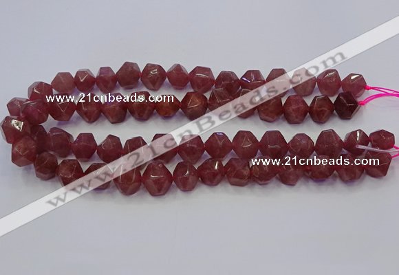 CNG5849 10*12mm - 14*15mm faceted nuggets strawberry quartz beads