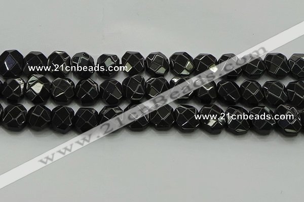 CNG5864 15.5 inches 8*12mm - 12*16mm faceted freeform black agate beads