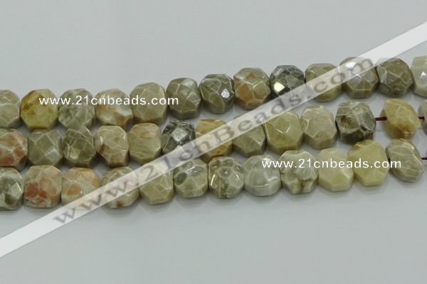 CNG5865 8*12mm - 12*16mm faceted freeform chrysanthemum agate beads