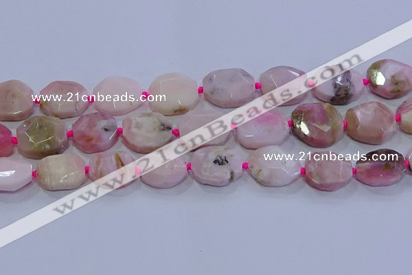 CNG5884 15.5 inches 10*14mm - 12*16mm faceted freeform pink opal beads