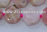 CNG5885 15.5 inches 10*14mm - 12*16mm faceted freeform pink opal beads