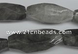 CNG590 12*30mm - 14*32mm faceted rice cloudy quartz nugget beads