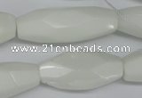 CNG591 12*30mm - 13*32mm faceted rice white porcelain nugget beads