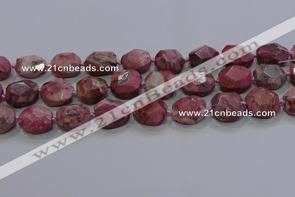 CNG5934 10*14mm - 12*16mm faceted freeform rhodochrosite beads