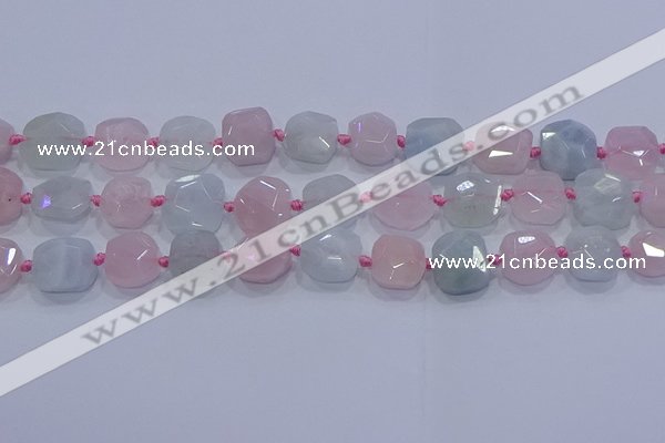 CNG5950 15.5 inches 10*12mm - 10*14mm faceted freeform morganite beads