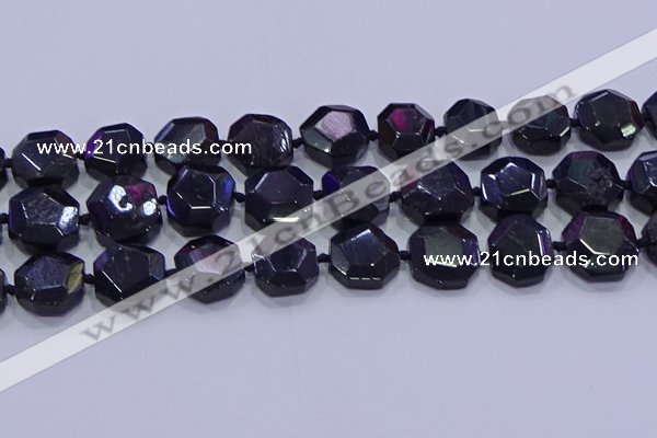 CNG5956 12*16mm - 15*18mm faceted freeform black tourmaline beads