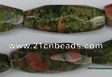 CNG596 13*35mm - 14*38mm faceted rice unakite nugget beads