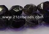 CNG5962 10*14mm - 12*16mm faceted nuggets black rutilated quartz beads