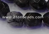 CNG5963 13*18mm - 15*20mm faceted nuggets black rutilated quartz beads