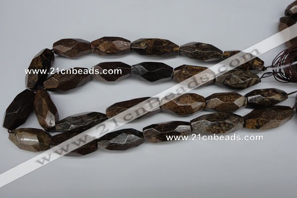 CNG599 13*28mm - 15*34mm faceted rice bronzite nugget beads