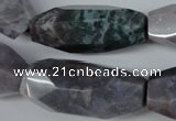 CNG600 13*28mm - 14*34mm faceted rice Indian agate nugget beads