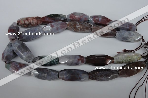 CNG600 13*28mm - 14*34mm faceted rice Indian agate nugget beads