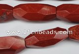 CNG602 12*28mm - 14*32mm faceted rice red jasper nugget beads