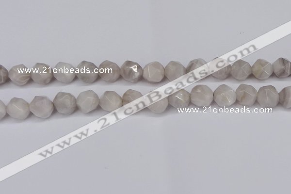 CNG6021 15.5 inches 12mm faceted nuggets grey crazy agate beads