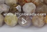 CNG6022 15.5 inches 12mm faceted nuggets silver needle agate beads