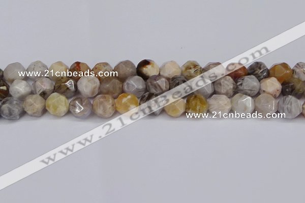 CNG6022 15.5 inches 12mm faceted nuggets silver needle agate beads