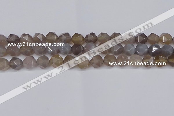 CNG6023 15.5 inches 12mm faceted nuggets grey agate beads