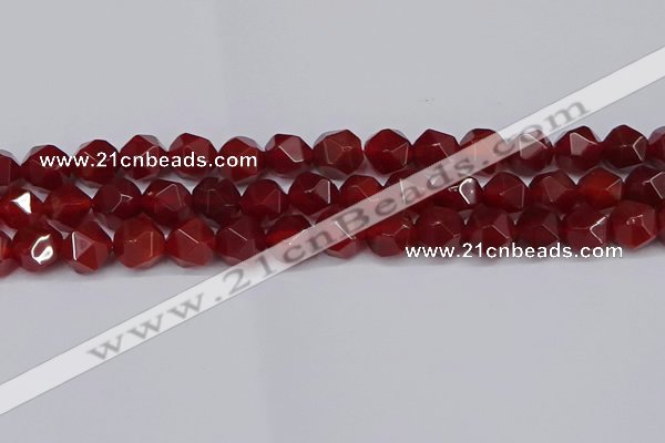 CNG6024 15.5 inches 12mm faceted nuggets red agate beads