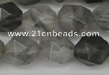 CNG6029 15.5 inches 12mm faceted nuggets cloudy quartz beads