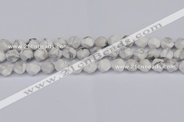 CNG6033 15.5 inches 12mm faceted nuggets white howlite beads