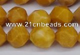 CNG6045 15.5 inches 12mm faceted nuggets yellow jade beads