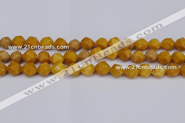 CNG6045 15.5 inches 12mm faceted nuggets yellow jade beads